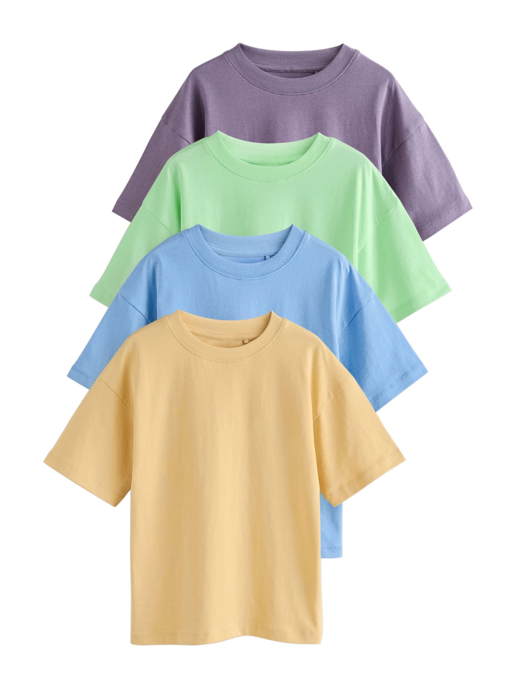 NEXT Ragazzo Confezione da 4 t-Shirt comode a Maniche Corte | Bambino, Pull On, 100% cotone, Lavabile in lavatrice