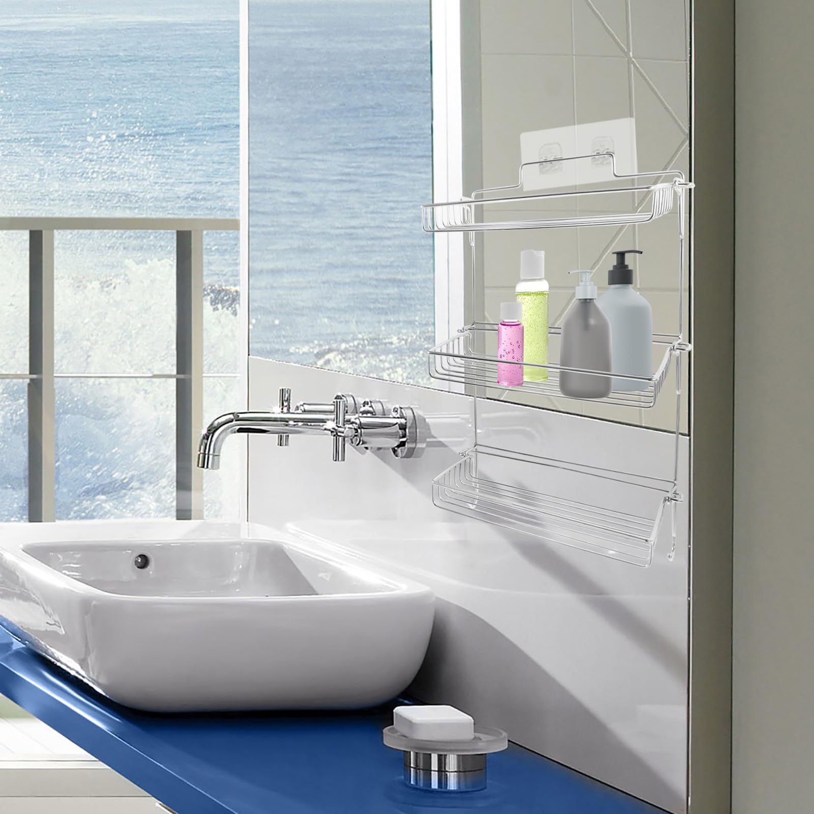 Estantería Plegable de Pared para Baño sin Taladro Organizador de Acero Inoxidable con Diseño Ventilado y Drenaje Rápido Repisa Segura y Resistente para Productos de Higiene