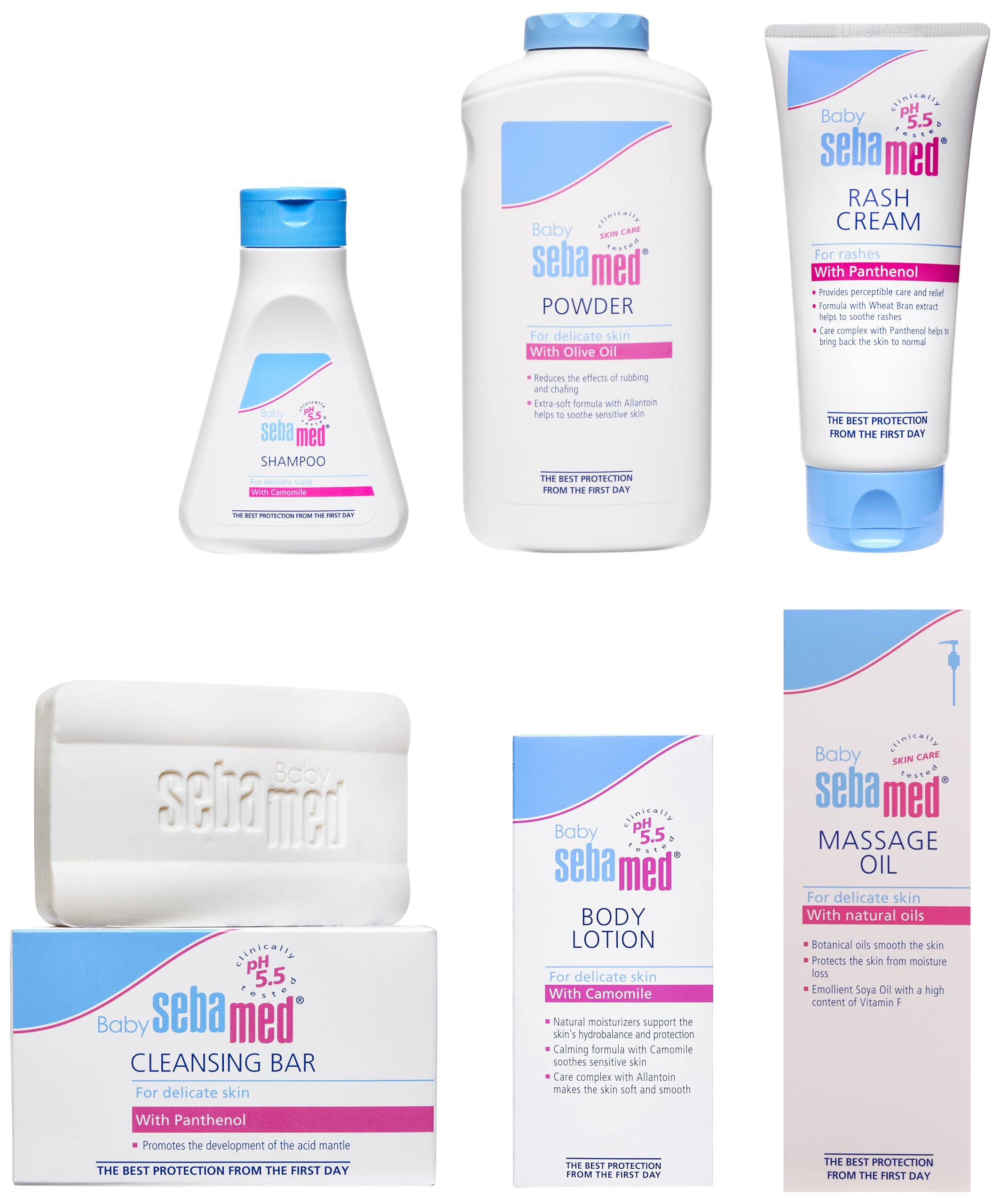 Sebamed Infant Baby Care Combo of 6 (Powder 200gm, Body Lotion 100ml, Shampoo 150ml, Rash Cream 100ml, Massage Oil 150ml, Cleansing Bar 100 gm)-image-41