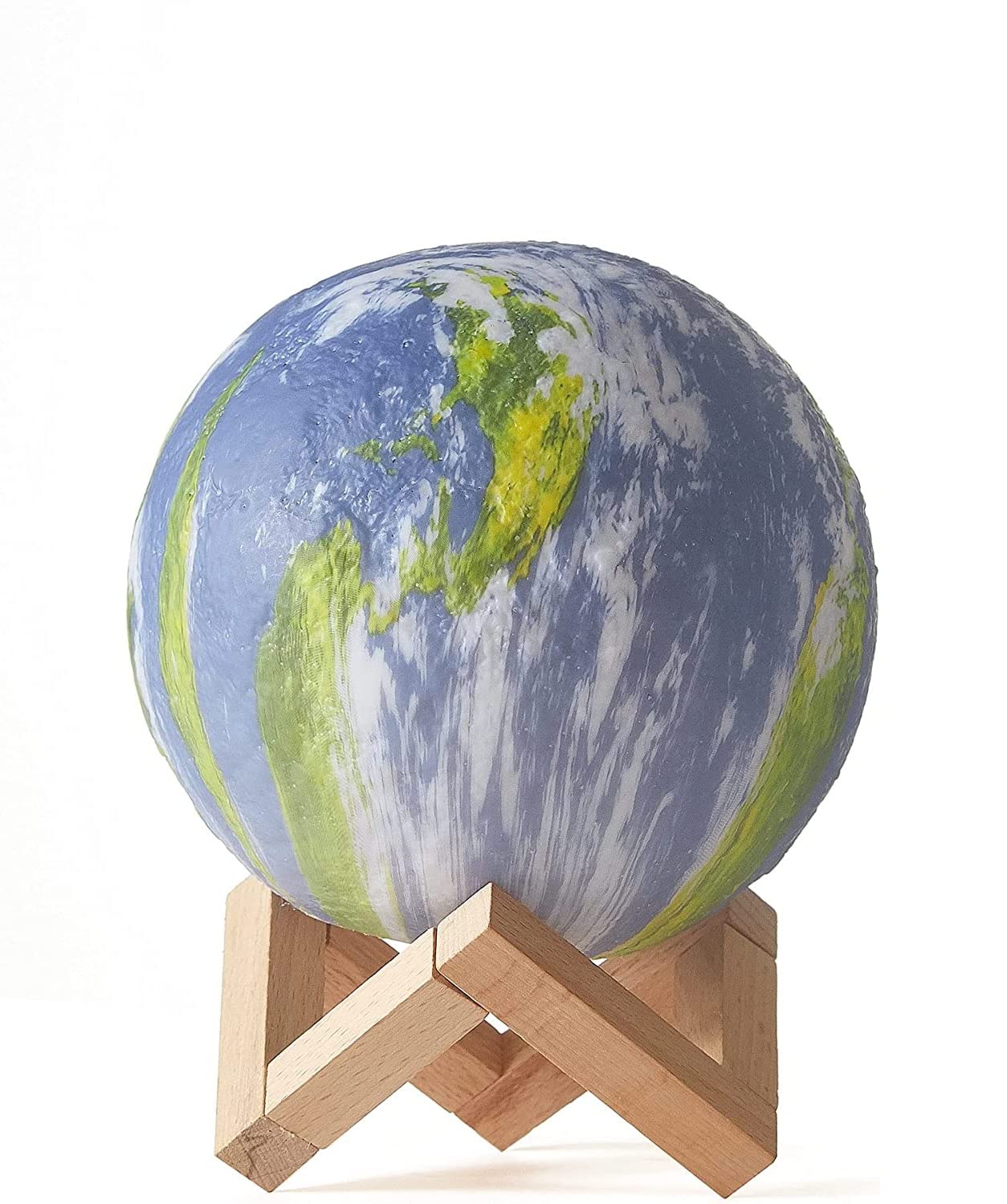 Ash & Roh Night Light, 16 Colors LED 5.9 Inch 3D Earth Lamp with Wood Stand, Touch & Remote Control & USB Rechargeable, Birthday Gift for Baby, Kids, Girls, Boys.