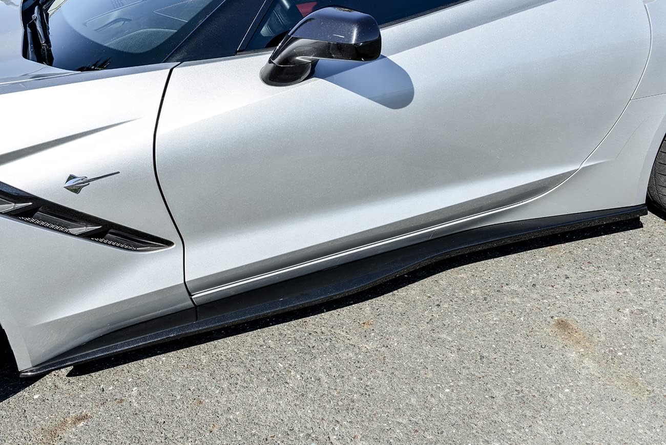 Replacement for 2014-2019 Chevrolet Corvette C7 | Z06 Z07 Style ABS Plastic Painted Carbon Flash Metallic Side Skirts Rocker Panels Extension Pair