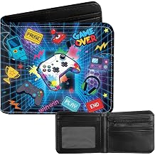 Gamer Bifold Wallet for Teen Boys, Game Gifts for Men, Gaming PU Leather Small Wallet for Boyfriend, Christmas Graduation Gifts for 5-12 Year Old Boys, Birthday Gift for Teen 3-14 Ages, Blue