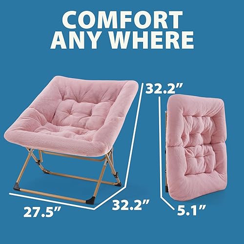 Miniatura 8 de OAKHAM Comfy Saucer - Silla plegable de piel sintética para dormitorio y sala de estar, asiento flexible para niños, adolescentes y adultos, XL