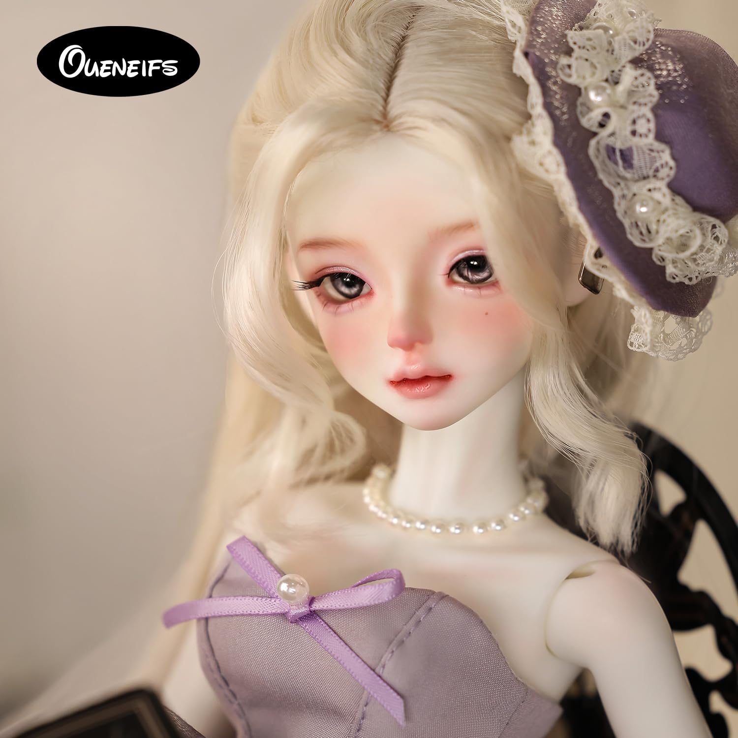 Oueneifs 1/4 Sadiebjd Fullset B lalka z przegubami kulowymi fioletowa sukienka tortowa z kapeluszem elegancka kobieca zabawka z żywicy dla dzieci w wieku 15+ lat