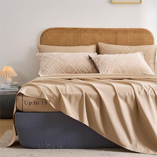 Miniatura 5 de KAKKI Juego de edredón de 7 piezas en una bolsa, juego de edredón y sábanas bohemias estilo shabby chic, juego completo de ropa de cama de