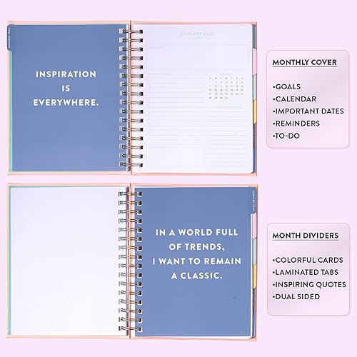 Miniatura 4 de Eccolo - Agenda con espiral 2024, apilamiento de mariposas, vistas semanales y mensuales, 12 meses, hojas de calcomanías, gráficos inspiradores y