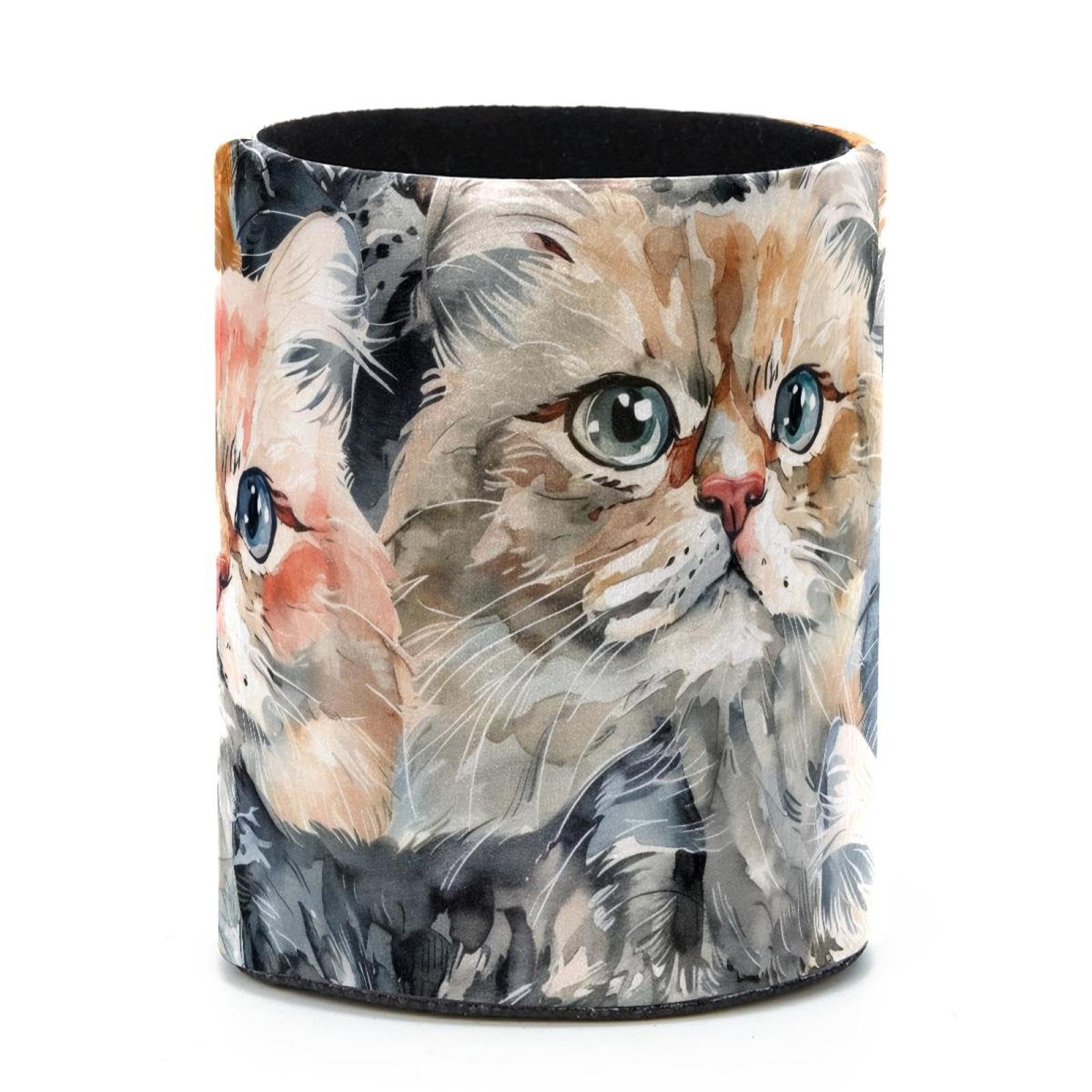 VAPOKF Round Pencil Holders for Desk, Watercolor Cats Pen Holders Pen Pot Makeup Brushes Storage Desktop Stationery Supplies Organiser for Home Office
