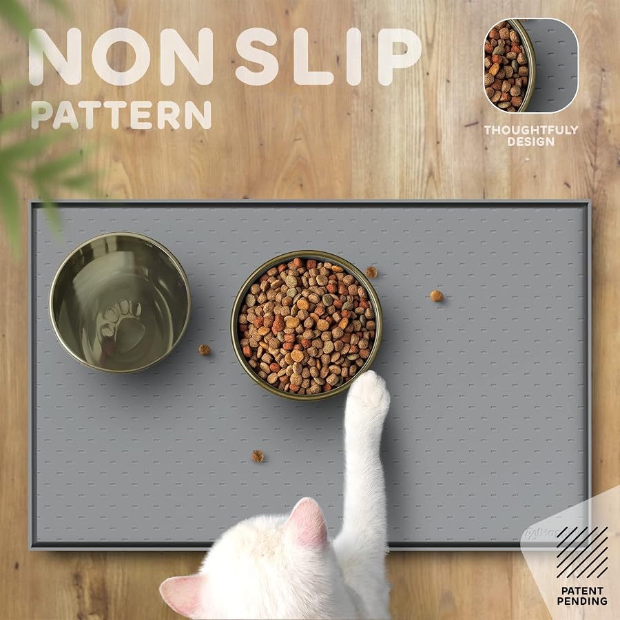 PetHappily Dog Food Mat - Raised Edges Dogs Mat for Food and Water Prevent Spill, Waterproof Cat Food Mats Protect Floors, Easy Clean Dog Bowl Mats for Food and Water, Silicone Pet Feeding Placemats - image 4