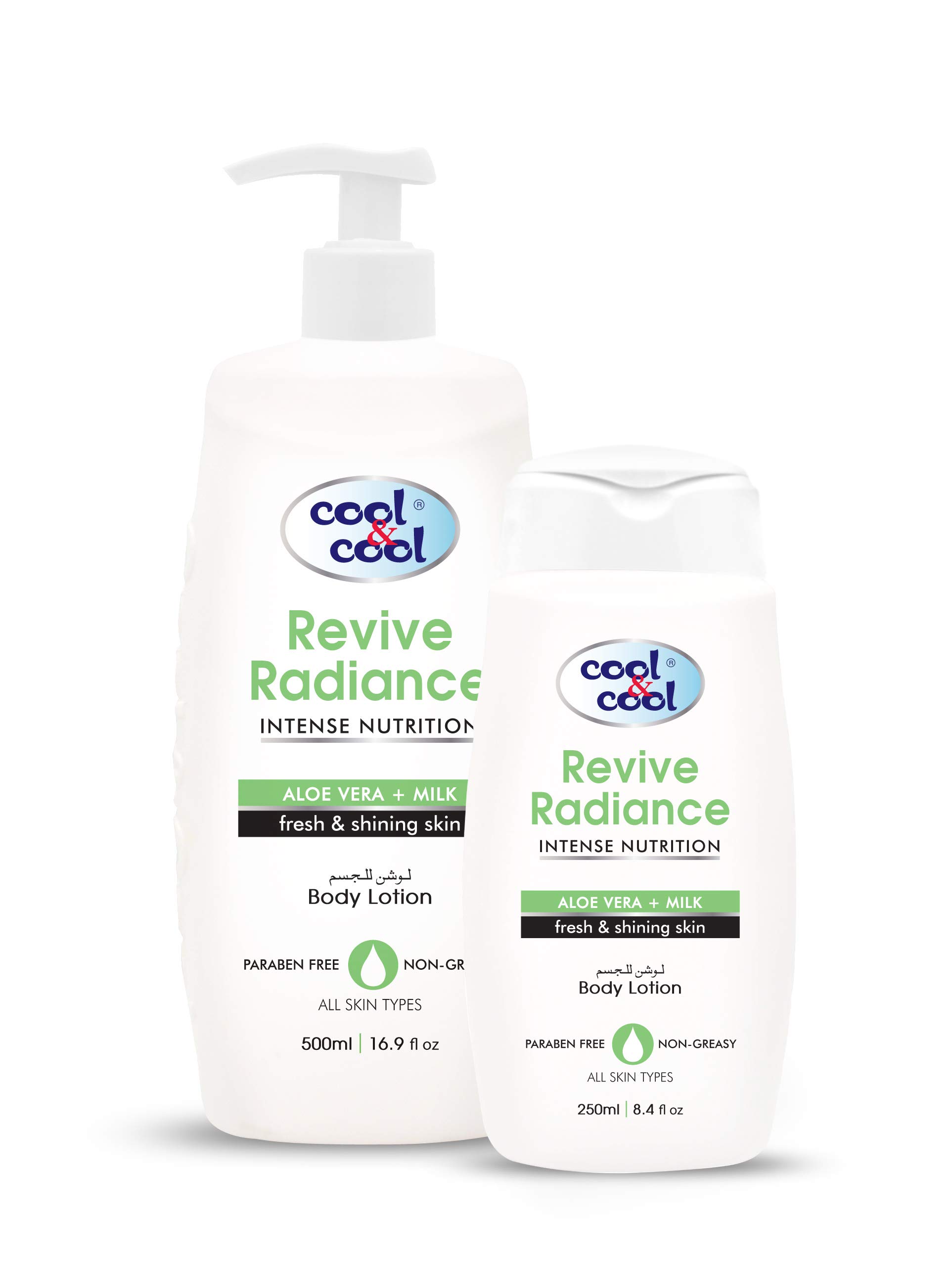 Revive Radiance Body Lotion 500ML + 250ML - Hydrating Formula with Aloe Vera & Milk, Non-Greasy & Paraben-Free, Promotes Fresh and Shiny Skin 750 ML