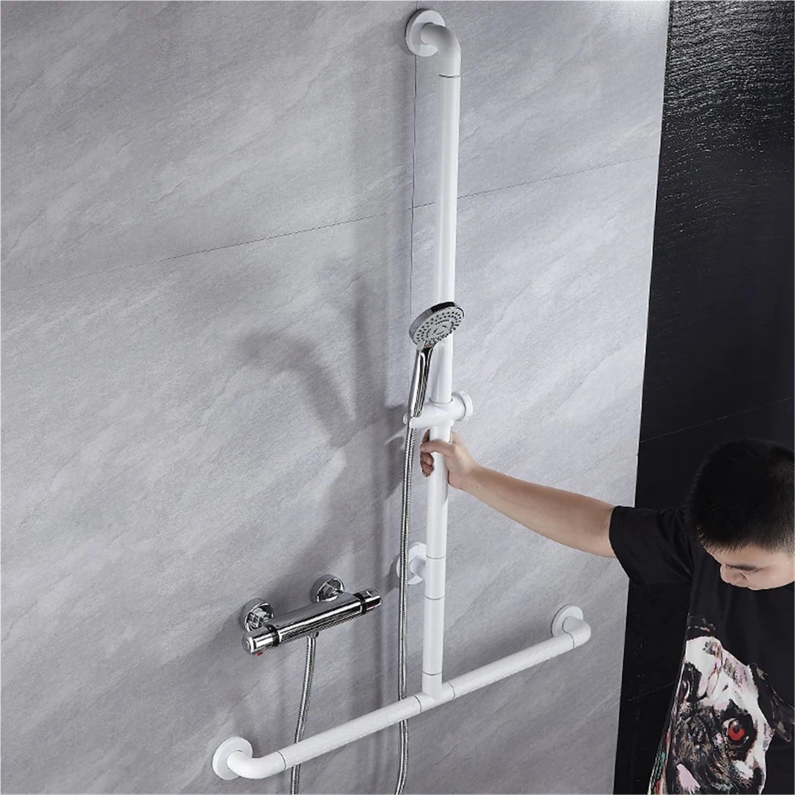 Barras de Apoyo para baños Asa de baño para Personas Mayores, Ajustable, Tipo T, para Inodoro, Segura, Antideslizante, Tipo L(- Yellow 60 x 80cm)