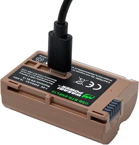 Miniatura 9 de Wasabi Power Batería USB (Serie Ginger) para Nikon EN-EL15, EN-EL15b, EN-EL15c y D500, D600, D610, D750, D780, D800, D800E, D810, D850, D7000,