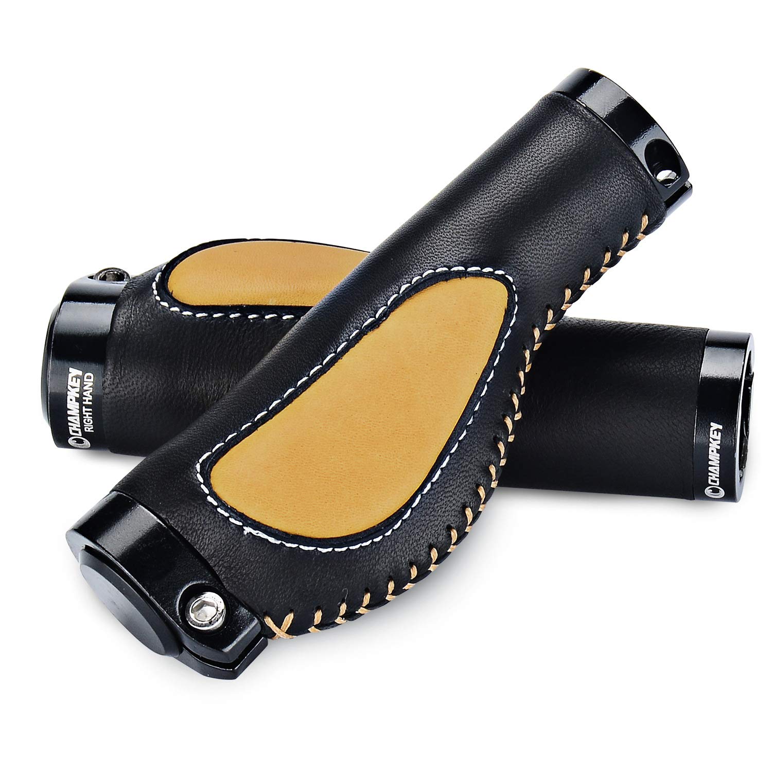 PoignéE VTT Poignée de vélo en Alliage d'aluminium Bague en Alliage en Aluminium Cuir intégré Vélo de Montagne Guidon Poignées d'absorption des Chocs Poignet VTT (Color : Black and Yellow)