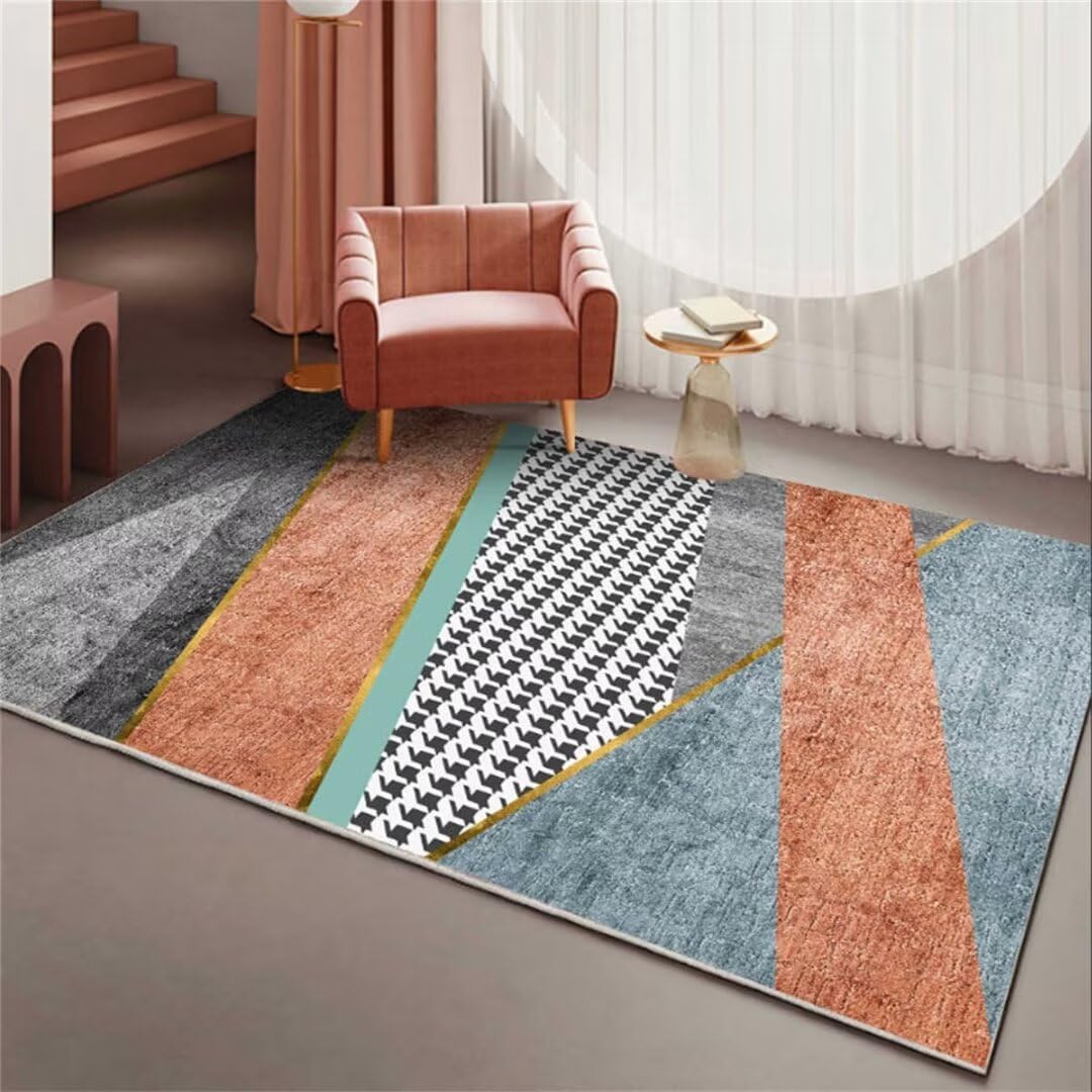 Tapis chambre enfant bleu 120x160 cm en peluche douce lavable pour deco maison