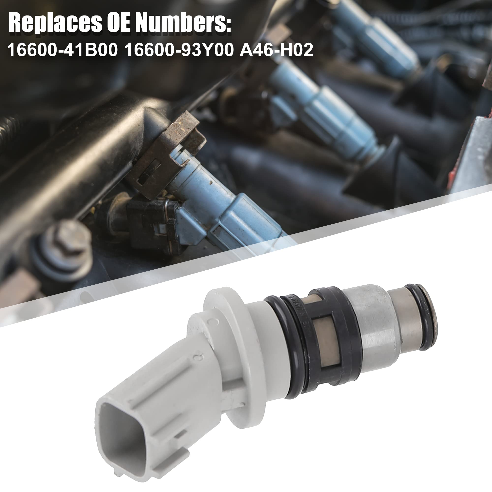 sourcing map Inyector De Combustible Para Nissan March K11 1992-2003 1Pc | 16600-41B00, 16600-93Y00, A46-H02, DC 12V, Bajo Impedancia, Facil Instalacion, Reduce Consumo, Duradero