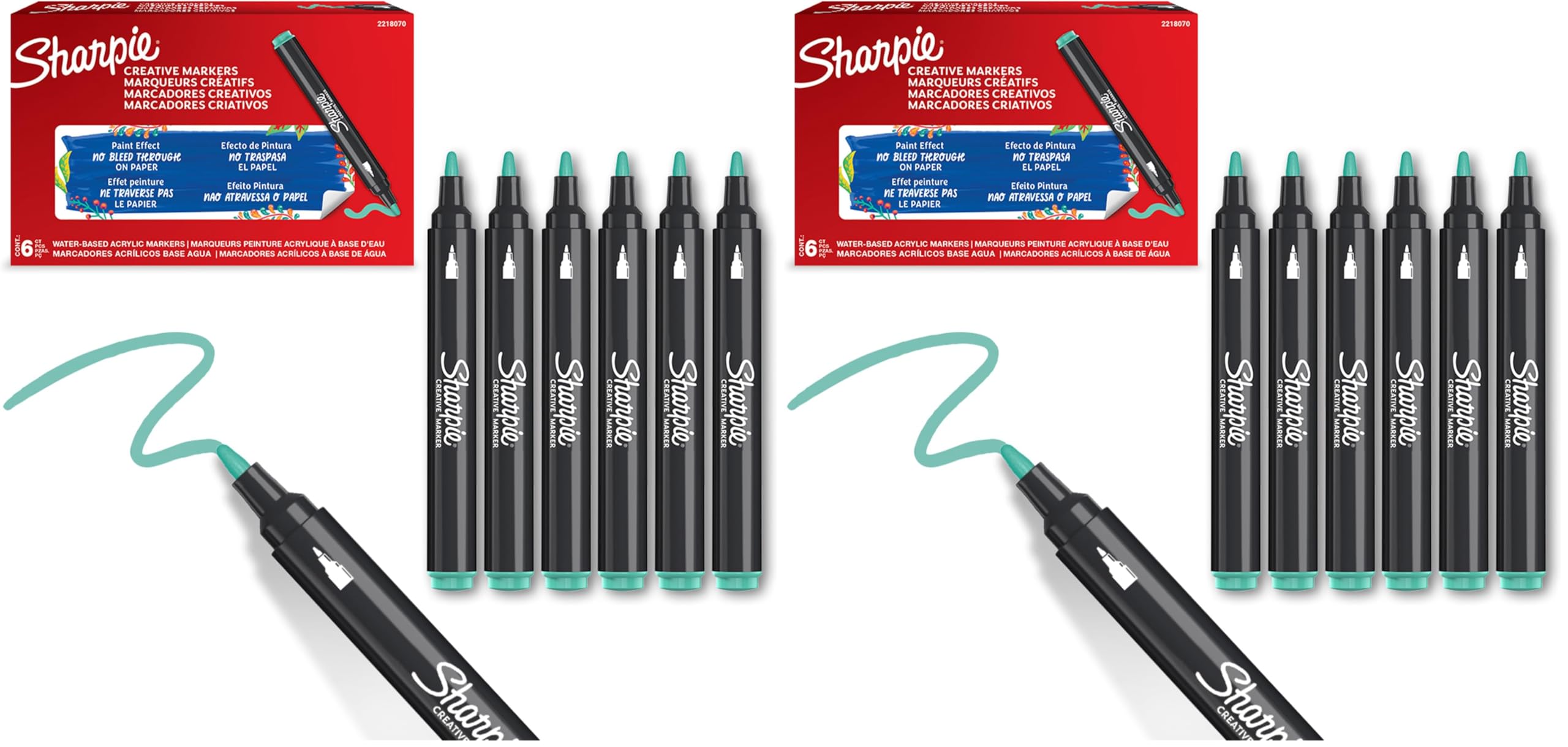SHARPIE Akrilik markör, Yuvarlak uç, Göl yeşili (2 paketi)