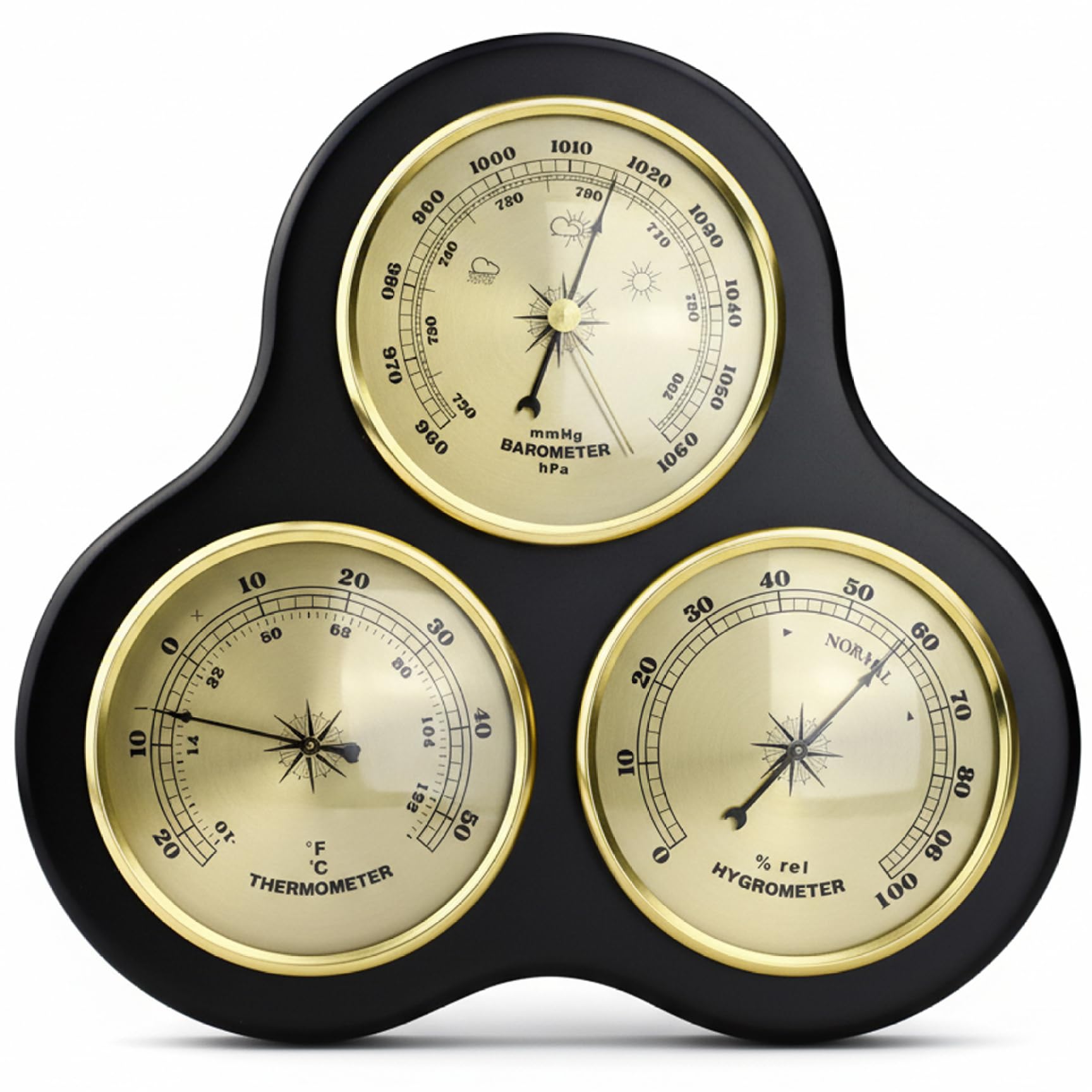 Barometro meteorologico per la casa, barometro per interni, con igrometro e termometro, montaggio a parete, stazione meteorologica per interni per casa e ufficio, 25 x 24 x 3 cm