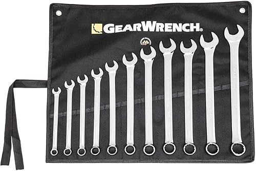 GEARWRENCH Juego de llaves SAE combinadas de patrón largo con rollo de herramientas, 11 piezas, 12 puntos - 81934