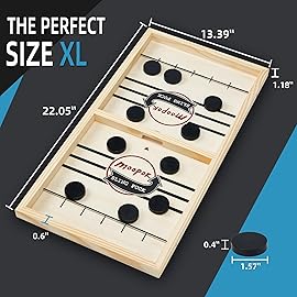 moopok Fast Sling Puck Game - Fast Action Super Foosball Table Desktop Battle Slingshot Wooden Air Hockey Board Game -Guaranteed Fun for Family Game Night or Friends Party