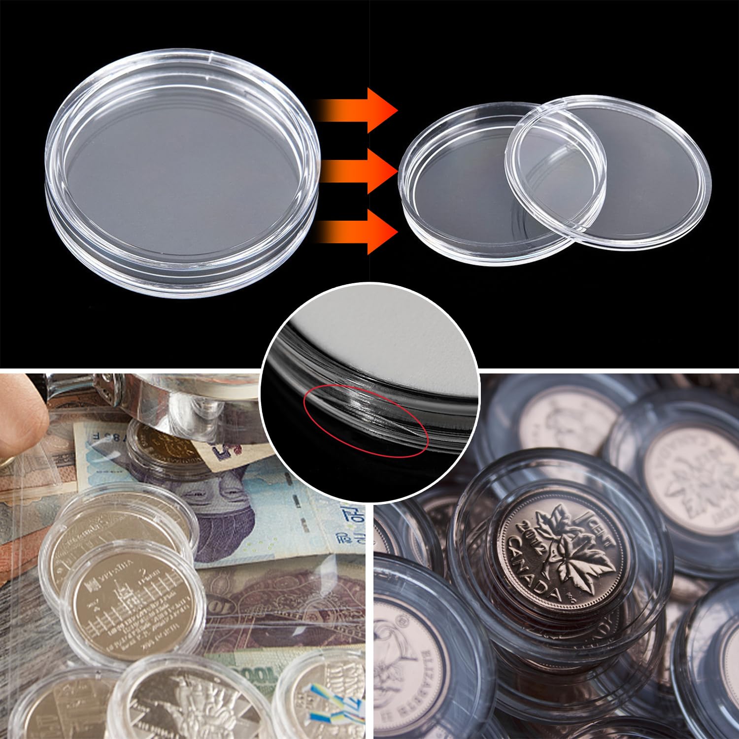 Midyrrg 100Pcs Coin Holder 30mm Coin Capsules Plastic Coin Case Coin - View #5
