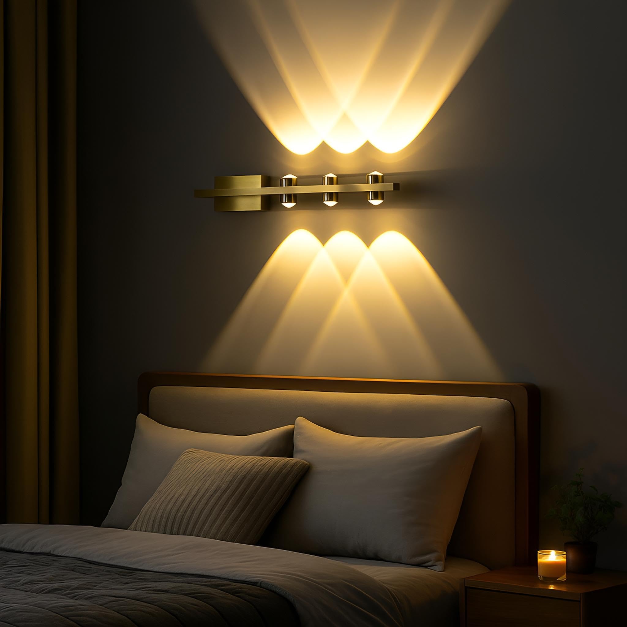 FILLISKA Aluminium Led Luxurious Indoor Up/Down Wall Light Warm White, Shockproof & Rustproof Alluminium Body (3Up 3 Down Gold)(2 Years Warranty)