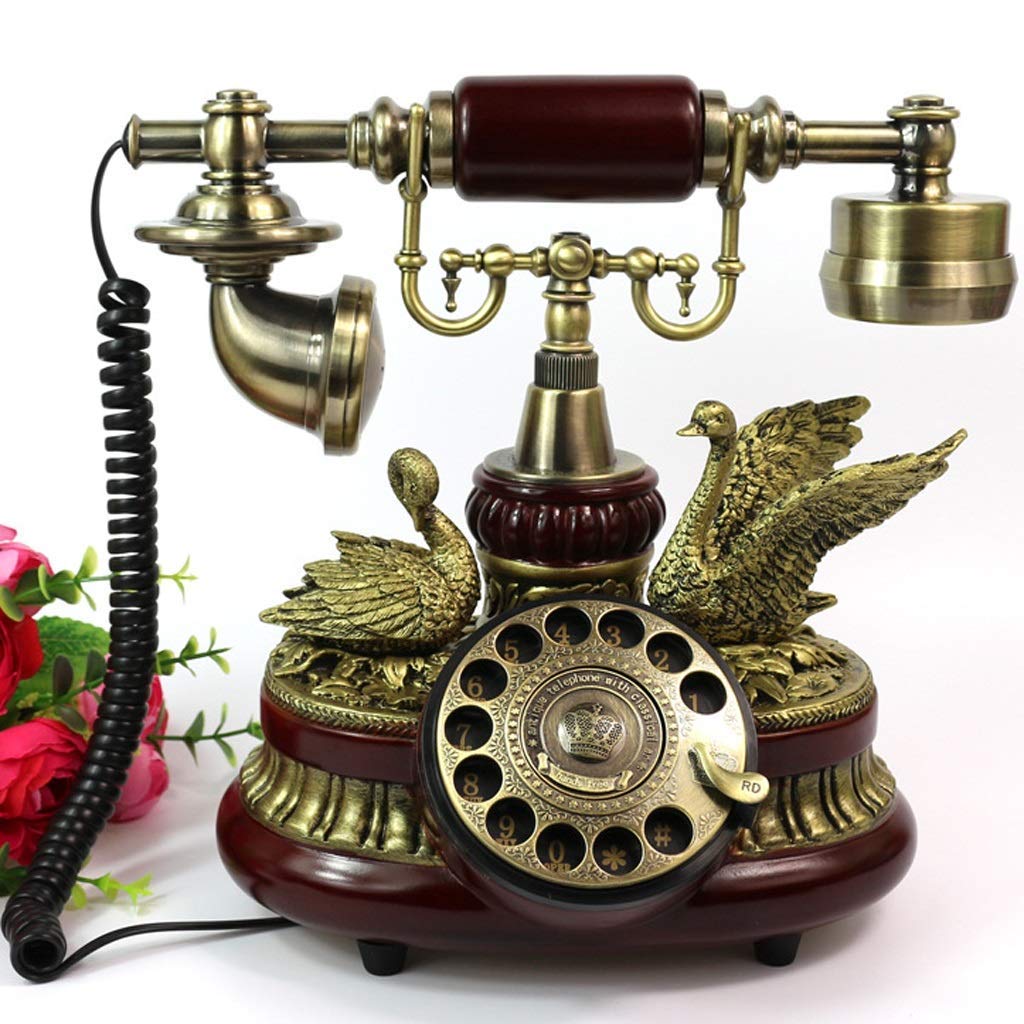 Telefon Europejski Gramofon Antyczny Telefon Retro Zabytkowy Antyczny Telefon Stacjonarny, Czerwony