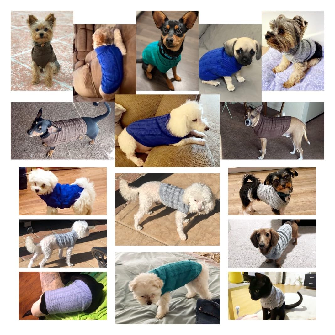 CHBORCHICEN Small Dog Sweaters Knitted Pet Cat Warm Dog Sweatshirt Winter Clothes Kitten Puppy Sweater (XX-Small, Brown) - Image 4