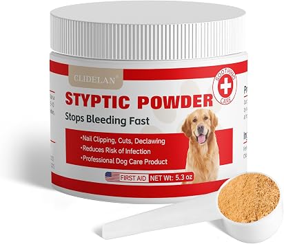 Styptic Powder for DogsQuick Stop Bleeding for Dogs Nails, Minor Cuts, ScratchesBlood Stop Powder with Herbal Support,Gentle & Sting-Free5.3 oz Styptic Powder for Grooming,Vets,Pet First Aid Kits