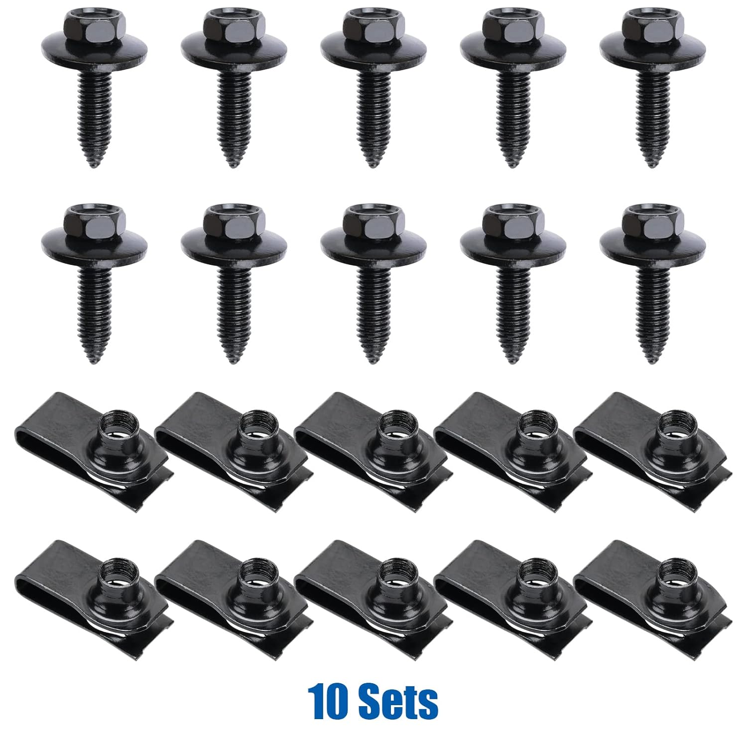 OAUTOO 10Sets M8-1.25 Screws & U-Nuts (Pack of 2)
