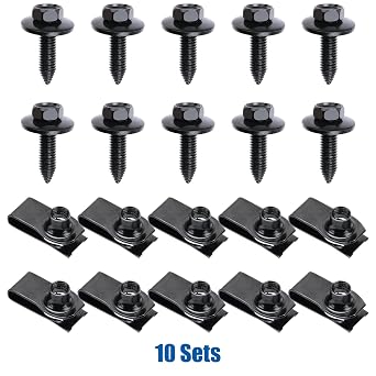 10Sets M8-1.25 Screws & U-Nuts