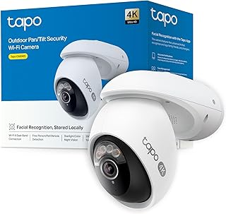 Tapo C560WS, Outdoor Security Camera Wi‑Fi 6 4K 8 MP, Pan/Tilt 360° AI, Color Starlight Night Vision, Face Recognition, 1…
