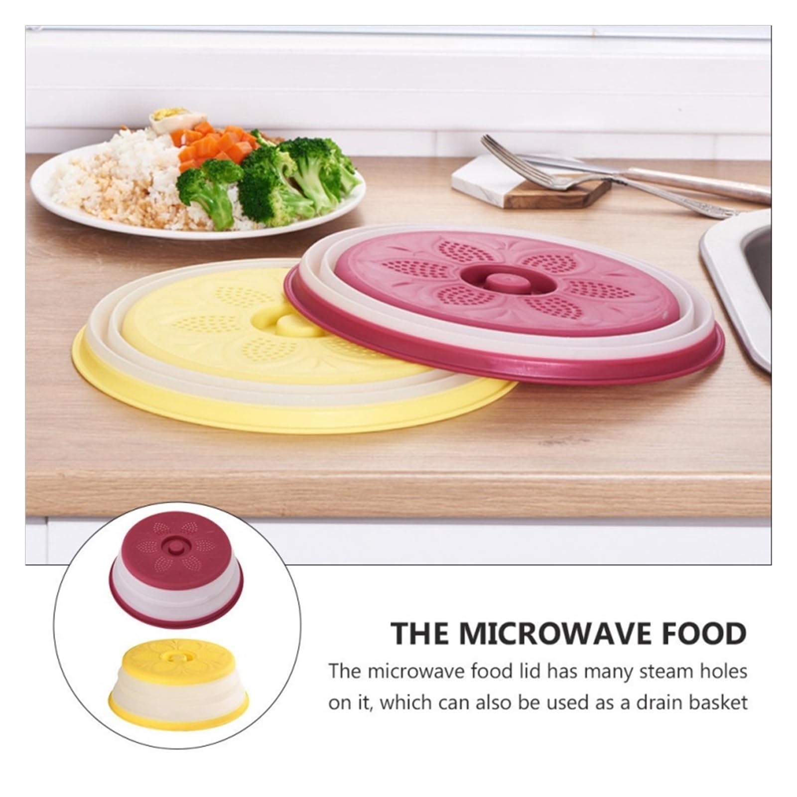 2 Pezzi Pieghevole Coperchio For Microonde Coperchio Riscaldante For Alimenti Coperchio Di Sfiato Vapore Anti-spruzzi For Piatti Ciotole Piatti Cestino