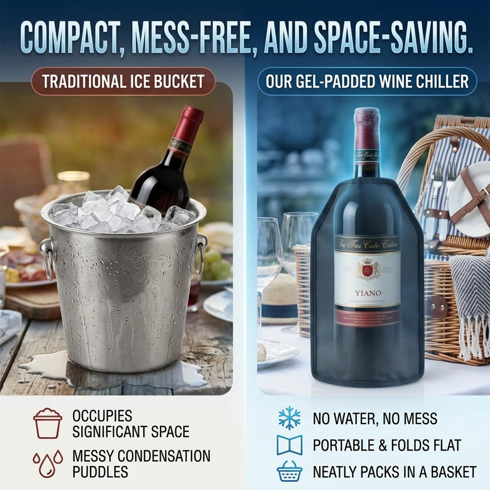 Wine Cooler Sleeve Reusable Wine Bottle Cooler Flexible Wine Ice Pack Sleeve Keep Wine Cool and Refreshing for Standard Size Bottles for Red Wine, White Wine & Champagne — Amazon image 6