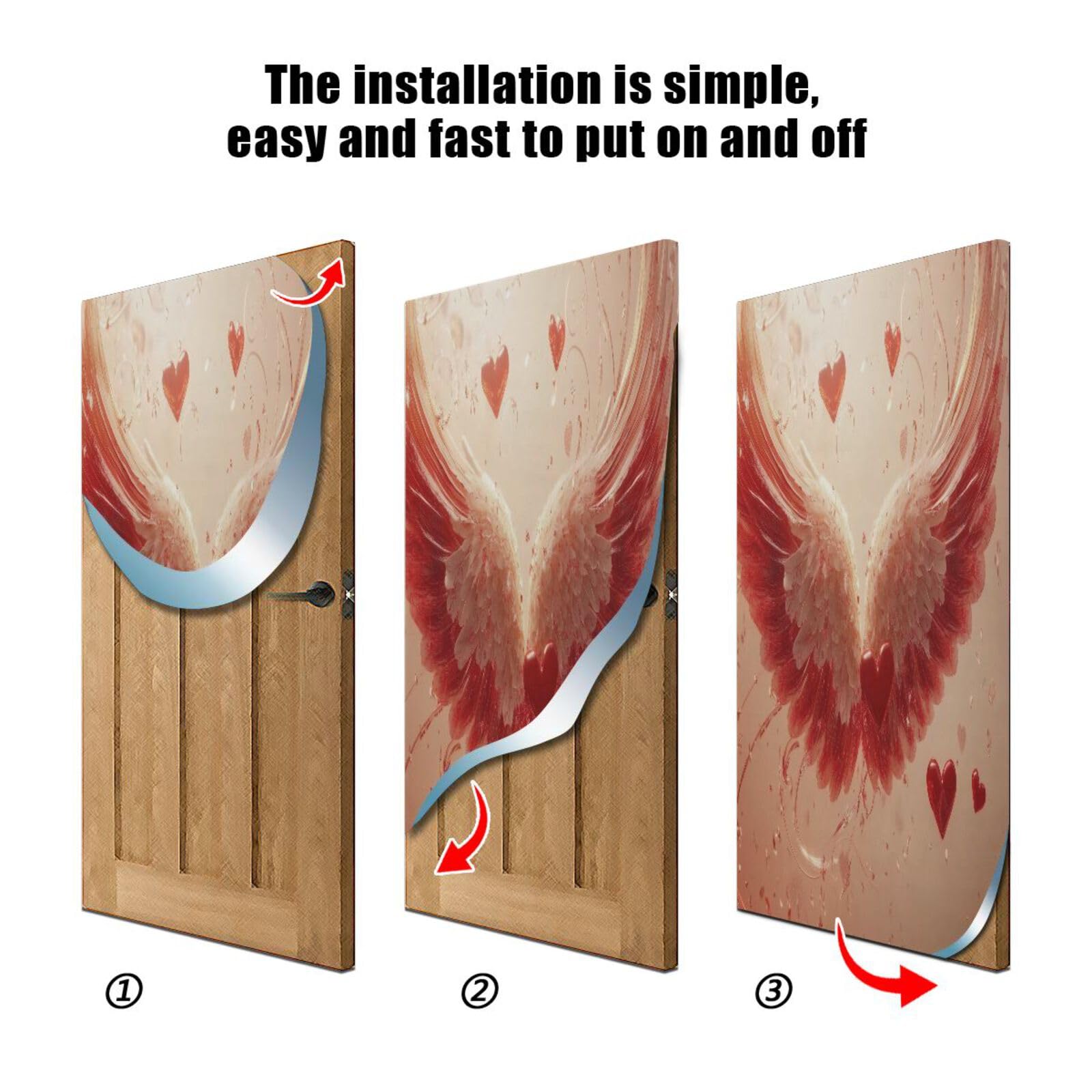 FLildon Valentine's Day Cupid Wings Door Cover Decoration, Party Accessory Porch Decor for Festive Ornament Room Door Covers 32 x 79 Inch