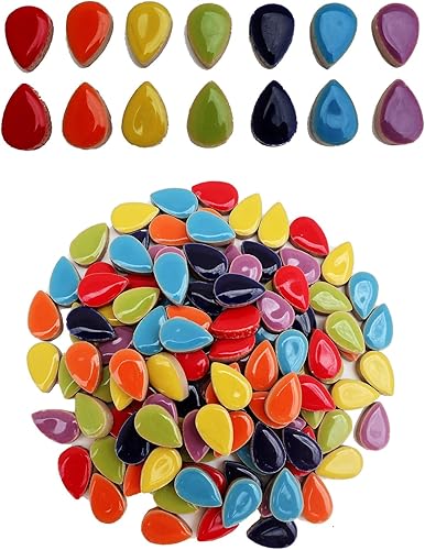 EDFLIFE Azulejos de mosaico de cerámica para manualidades, azulejos de mosaico de pétalos de colores surtidos de 7 onzas de cerámica para