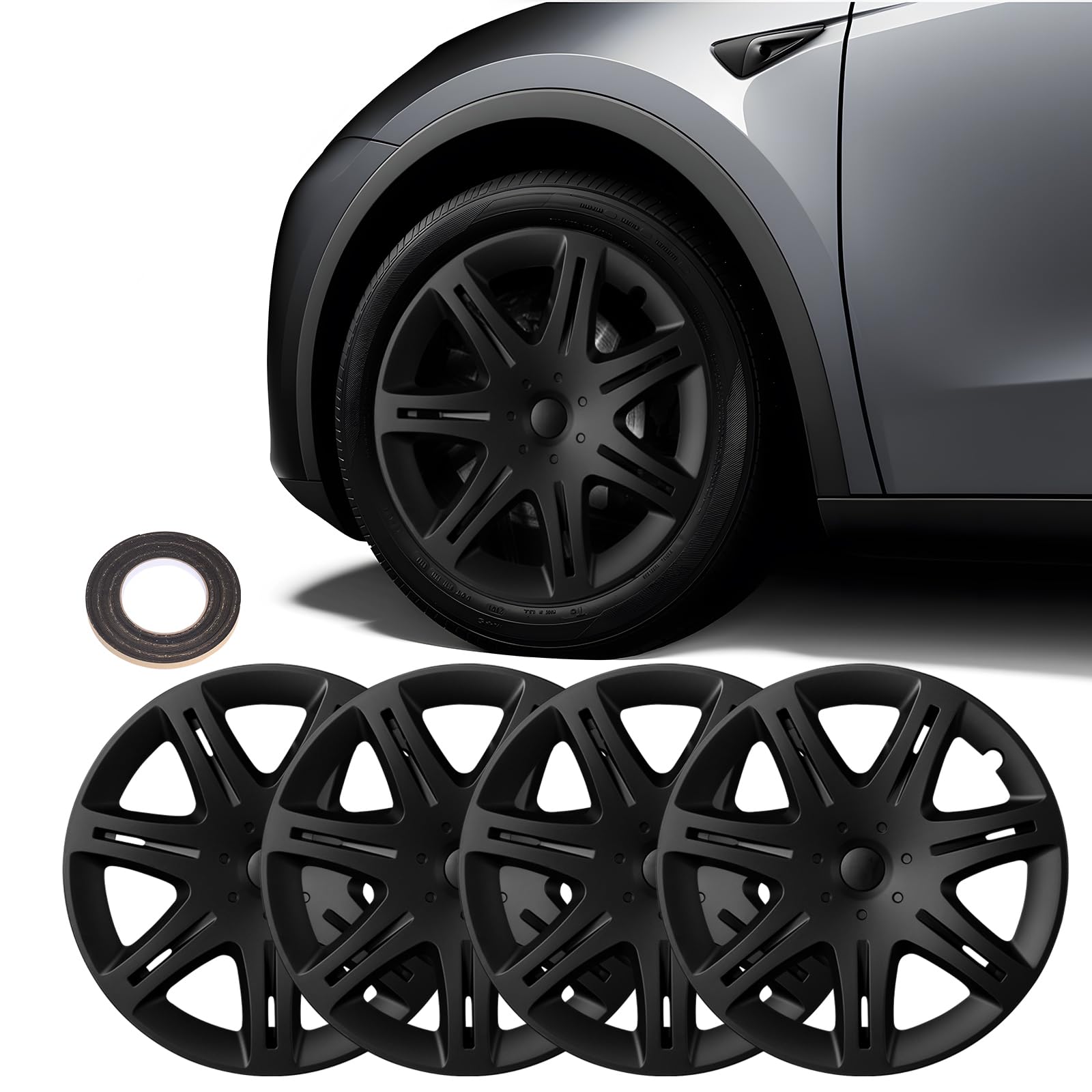 Photo 1 of BASENOR 2024 Upgrade Tesla Model Y Wheel Covers 19 Inch Hubcaps Replacement Hub Caps Rim Protector Wheel Caps Car Protection for 2020-2024 Model Y Exterior Accessories 4PCS Model Y 19'' Maybach