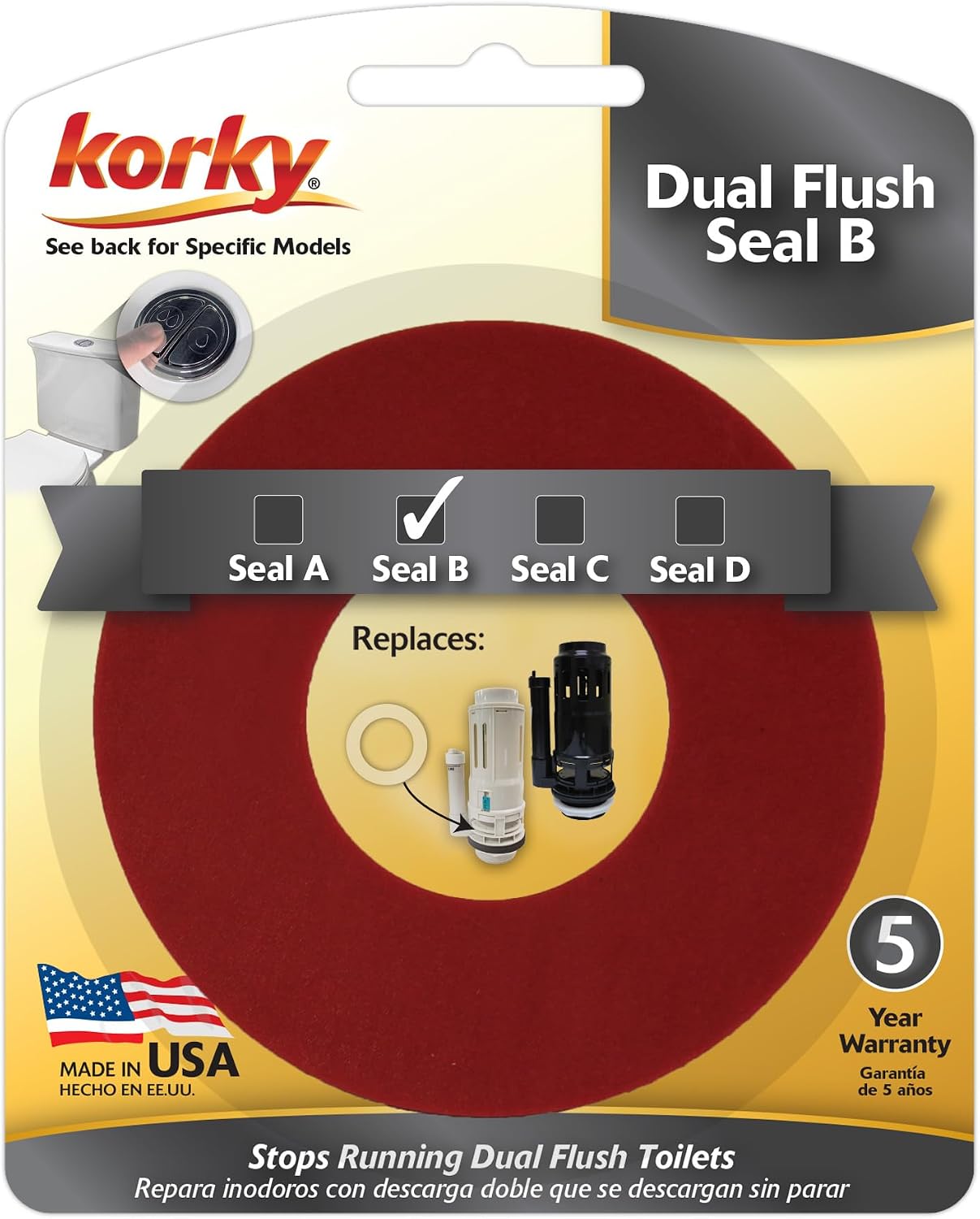 Korky Dual Flush Valve Seal C Assortment Fits Specific Dual Flush Toilets