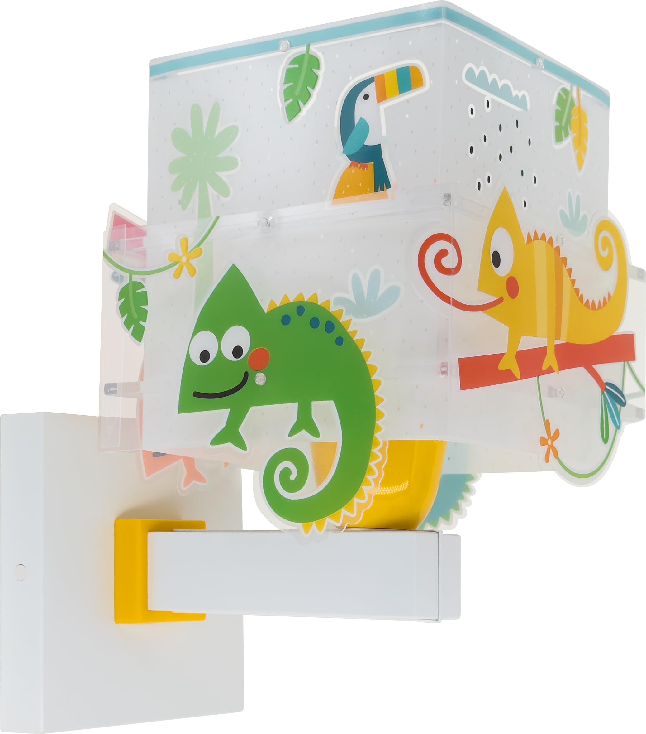 Dalber Lámpara aplique de pared infantil Happy Jungle con camaleón y animales de la jungla E27