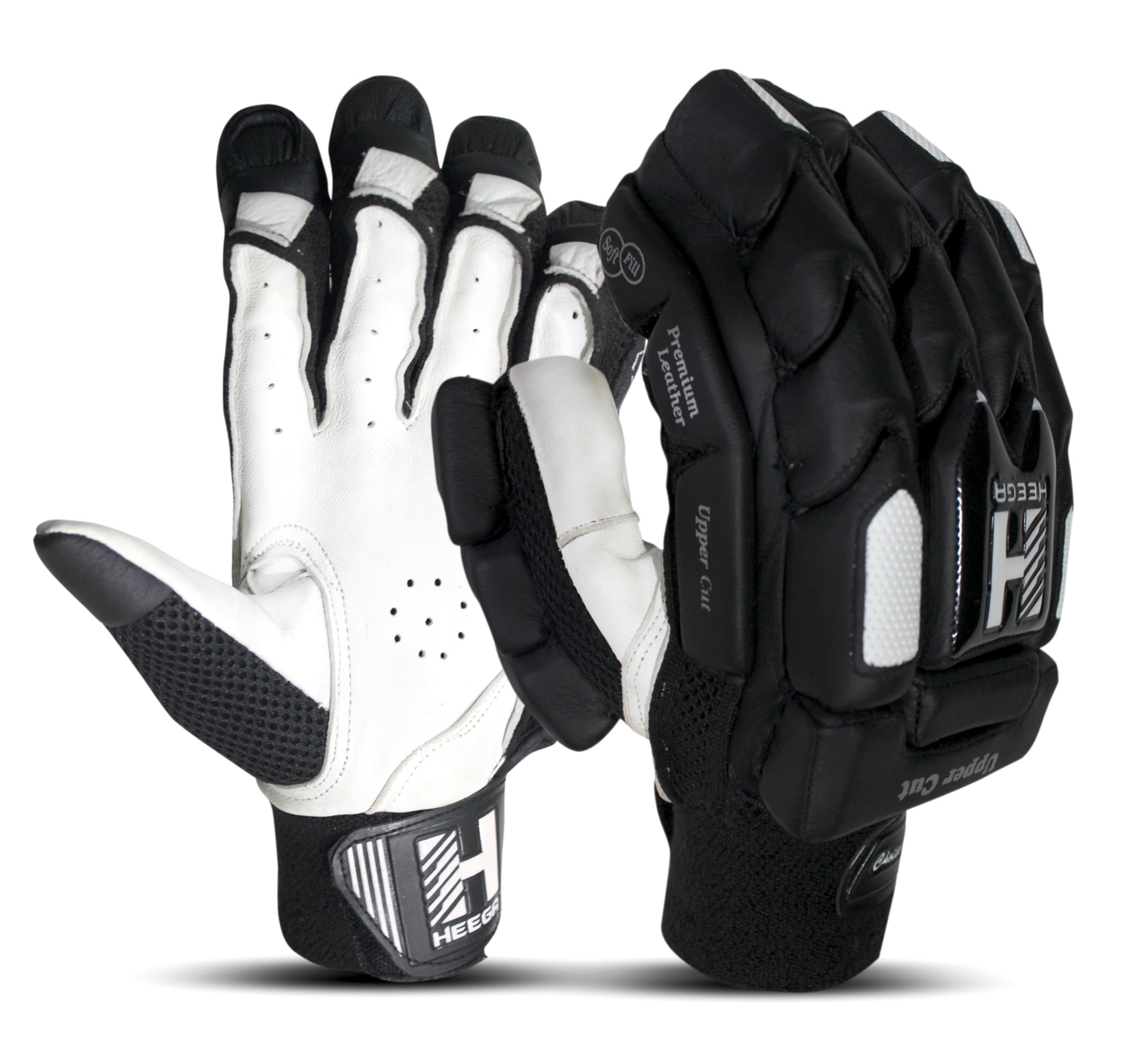 Heega™ Upper Cut Batting Gloves with English Pittard Leather Palm for Men Colour: Black (Right)-image-10