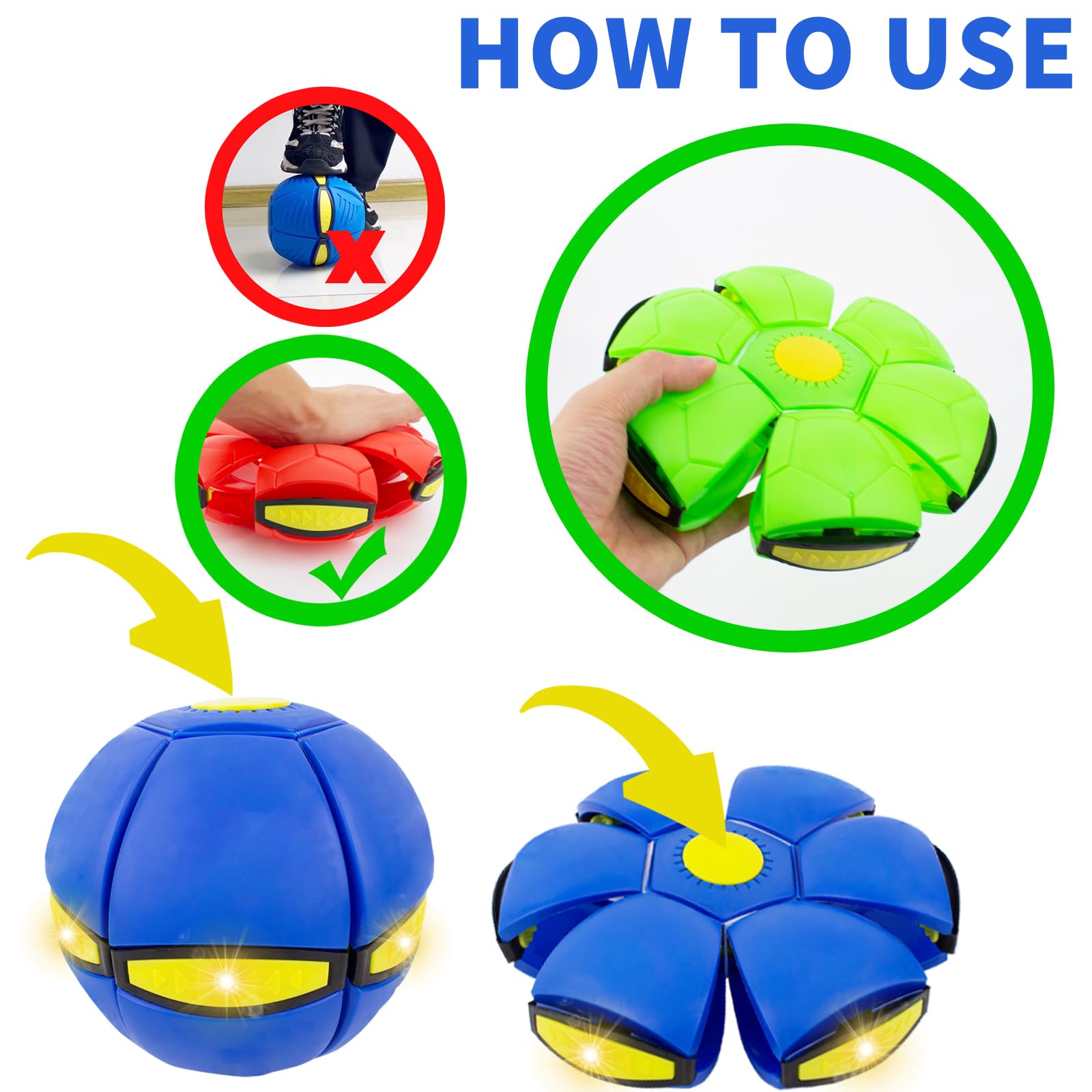 Juguete para mascotas, bola de platillo volador con 3 luces para perros, paquete de 2 discos voladores para perros, juguetes interactivos para perros medianos y grandes, bolas de disco para