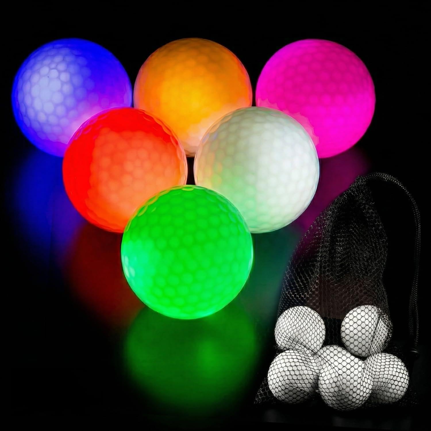THIODOON Led Golf Balls Glow Golf Balls, Flashing Glowing Golf Ball, Night Glow Flash Light up, Long Lasting Bright Night Sports