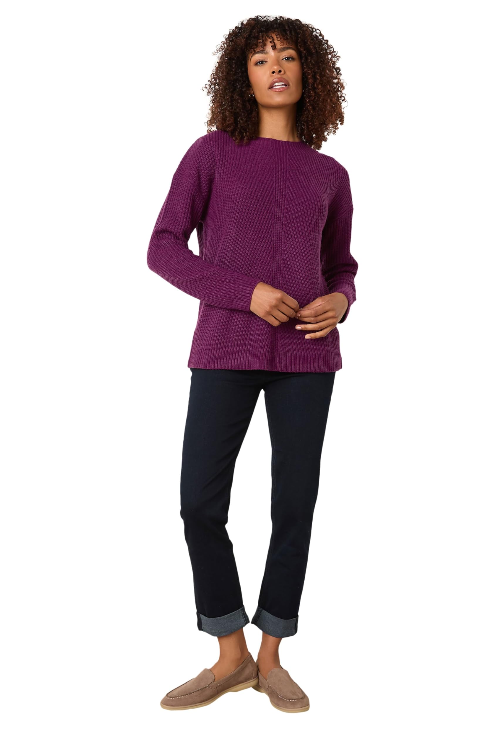 M&Co Berry Funnel Neck Knitted Jumper - Women's Purple