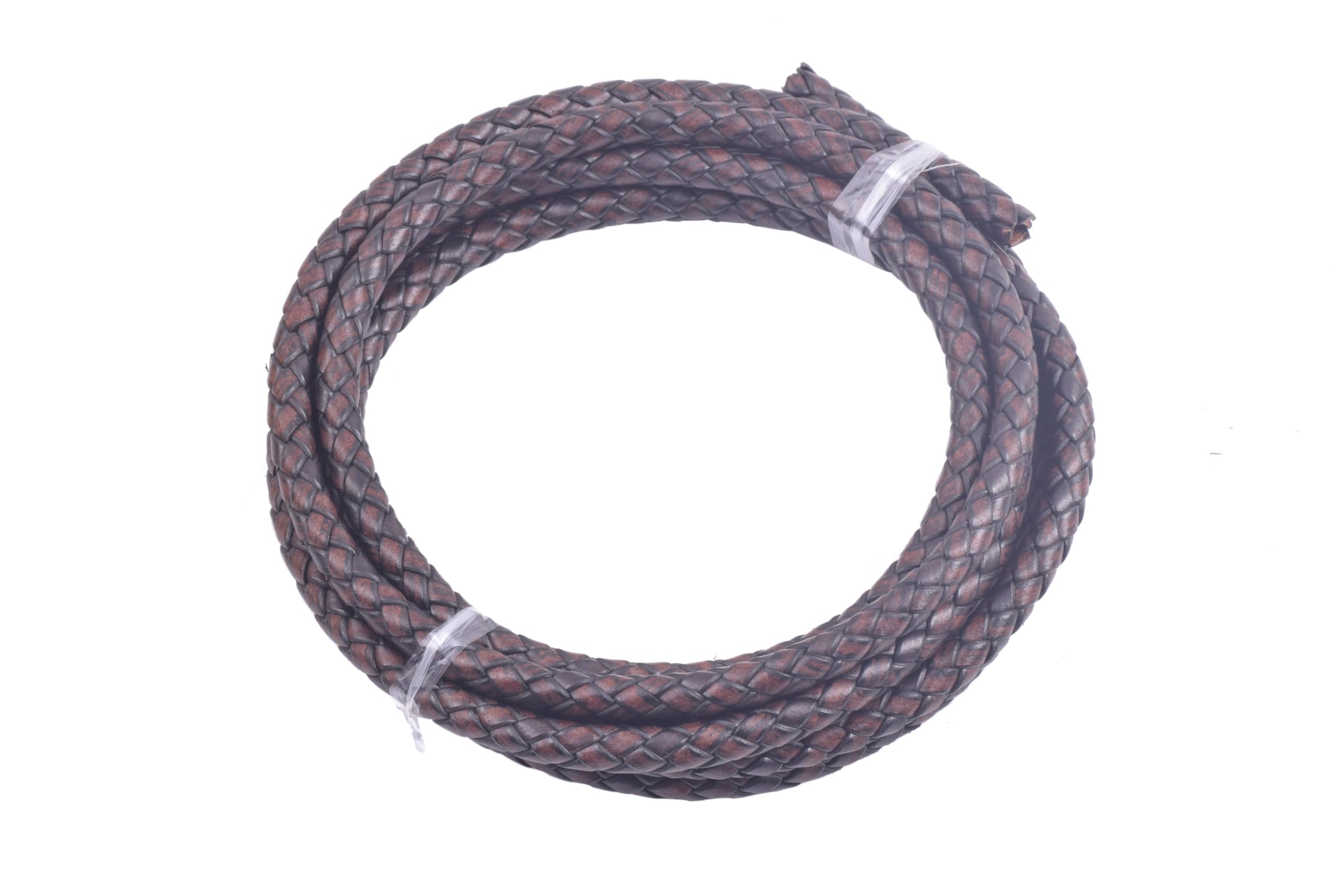 Photo 1 of KONMAY 6mm Braided Leather Cord - Antique Brown, 2 Yards