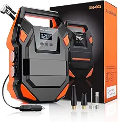 Compressor de ar automotivo 12 V com luz LED, Compressor de Ar Portatil, Calibrador de Pneus Portatil