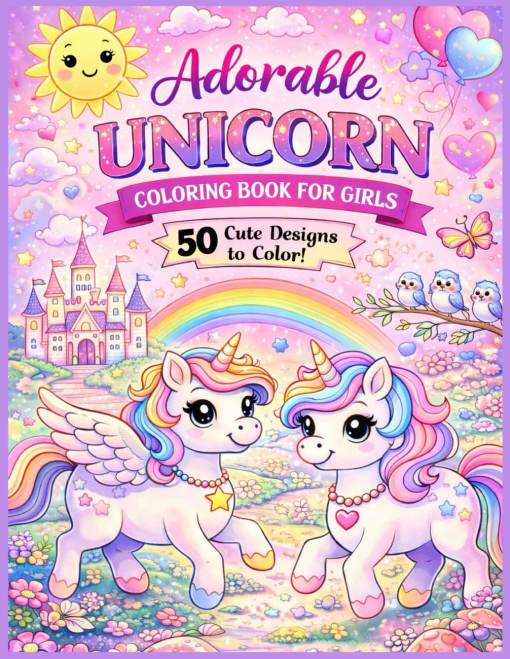 Adorable Unicorn Coloring Book for Girls: 50 Cute and Magical Designs to Color