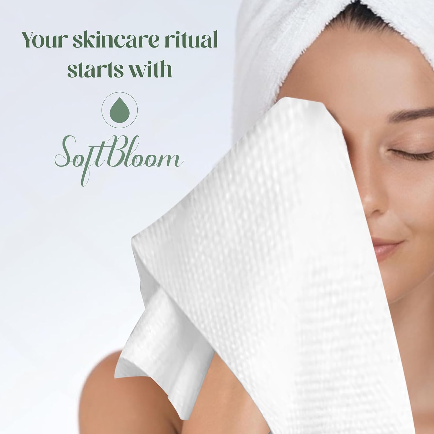 Disposable Face Towels XL for Acne-Prone & Sensitive Skin – Ultra Soft Biodegradable Viscose Single-Use Facial Towels for Daily Skincare Hygiene & Makeup Removal – SoftBloom (50 Count) - Image 5