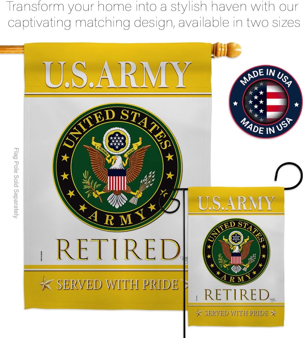 US Army Retired Garden Flag - Set with Stand Armed Forces Rangers United State American Military Veteran Retire Official - House Decoration Banner Small Yard Gift Double-Sided Made in USA 13 X 18.5 - Image 4