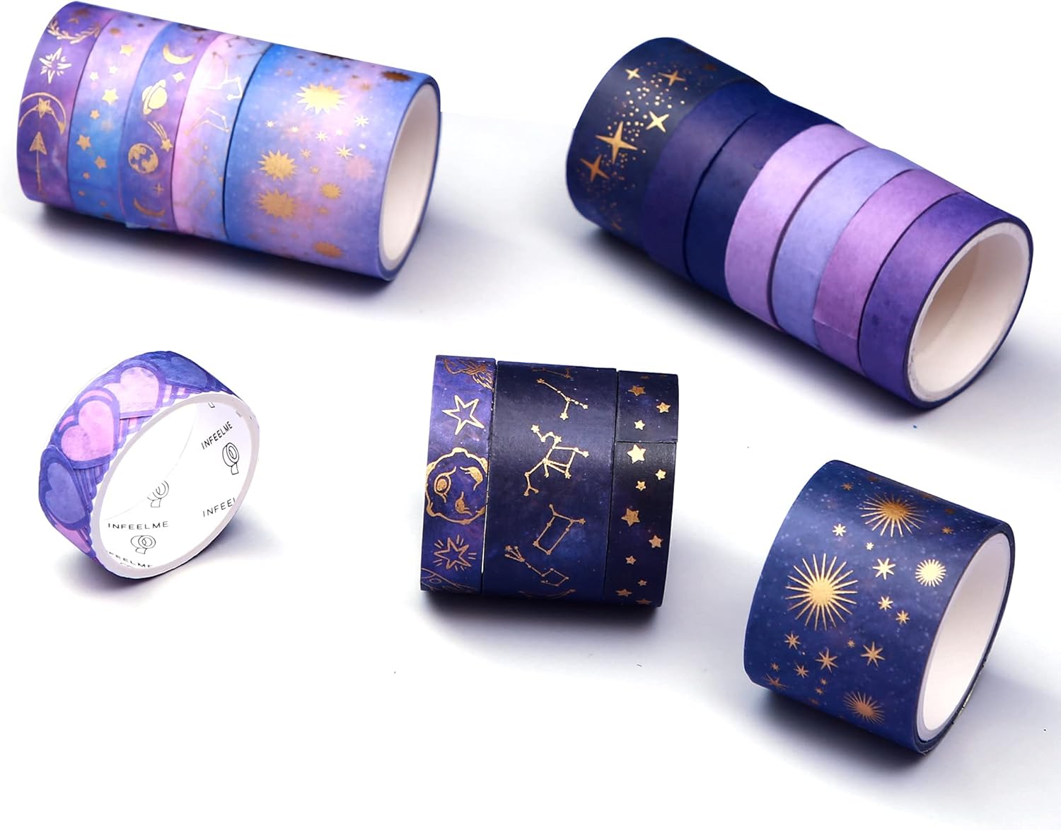 CAGIE Starry Sky Washi Tape Set of 17 Washi Masking Tape, Sticky DIY Paper Tape for Lock Leather Notebook Journal Personal Writing Diar : Arts, Crafts & Sewing