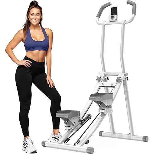 Stair Stepper for Home Gym Exercise, Stair Climber for Full Body Workout with Adjustable Handlebar & Pedals, Compact Foldable Vertical Cardio Exercise Climber with LCD Display