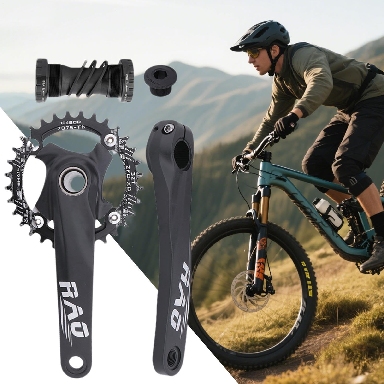 Pedivella per Bicicletta 170 mm Pedivella Cava Integrata Scatto Fisso | Per Ciclismo Montagna e Tragitto Città con Movimento Centrale Lega di Alluminio