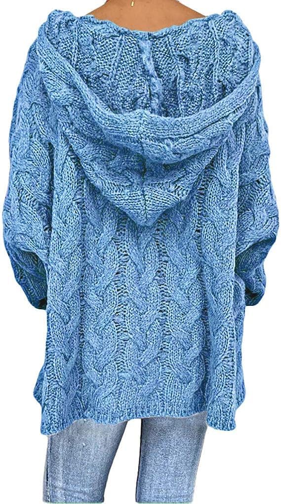 Oversized Sweater for Women Fall Winter Cable Knit Hooded Sweater Casual Loose Chunky Cable Knit Pullover Tops Plus Size Sweater V Neck Long Sleeve Chunky Cable Knit Pullover XL Pink